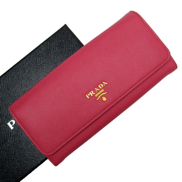 Prada Saffiano Pink Long Wallet Fold Leather - Picture 1 of 3